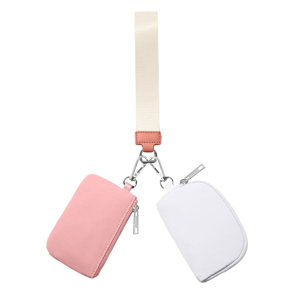 3/2/1PCS Keychain Wallet Mini Zip Around Wristlet Wallets For Women Detachable Dual Pouch Wristlet Portable Coin Purse Small Wallets For Travel Sports Outdoors Pink