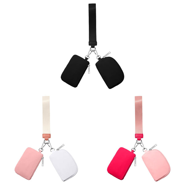3/2/1PCS Keychain Wallet Mini Zip Around Wristlet Wallets For Women Detachable Dual Pouch Wristlet Portable Coin Purse Small Wallets For Travel Sports Outdoors Pink 1PCS & Black 1PCS & Watermelon Red 1PCS