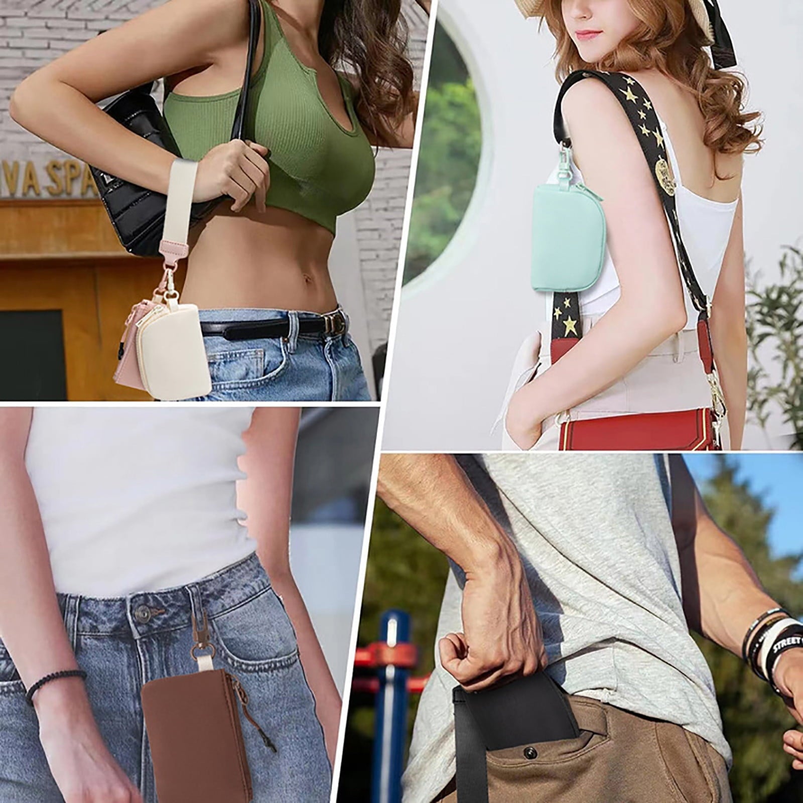 3/2/1PCS Keychain Wallet Mini Zip Around Wristlet Wallets For Women Detachable Dual Pouch Wristlet Portable Coin Purse Small Wallets For Travel Sports Outdoors Pink 1PCS & Black 1PCS & Watermelon Red 1PCS