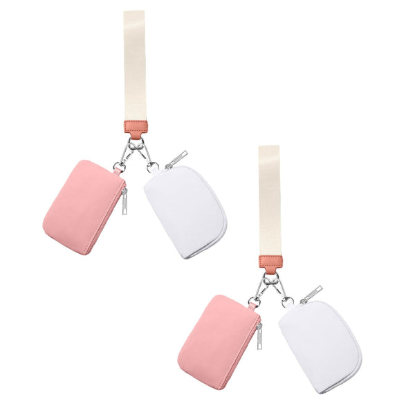 3/2/1PCS Keychain Wallet Mini Zip Around Wristlet Wallets For Women Detachable Dual Pouch Wristlet Portable Coin Purse Small Wallets For Travel Sports Outdoors Pink 2PCS