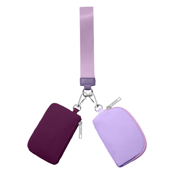 3/2/1PCS Keychain Wallet Mini Zip Around Wristlet Wallets For Women Detachable Dual Pouch Wristlet Portable Coin Purse Small Wallets For Travel Sports Outdoors Purple