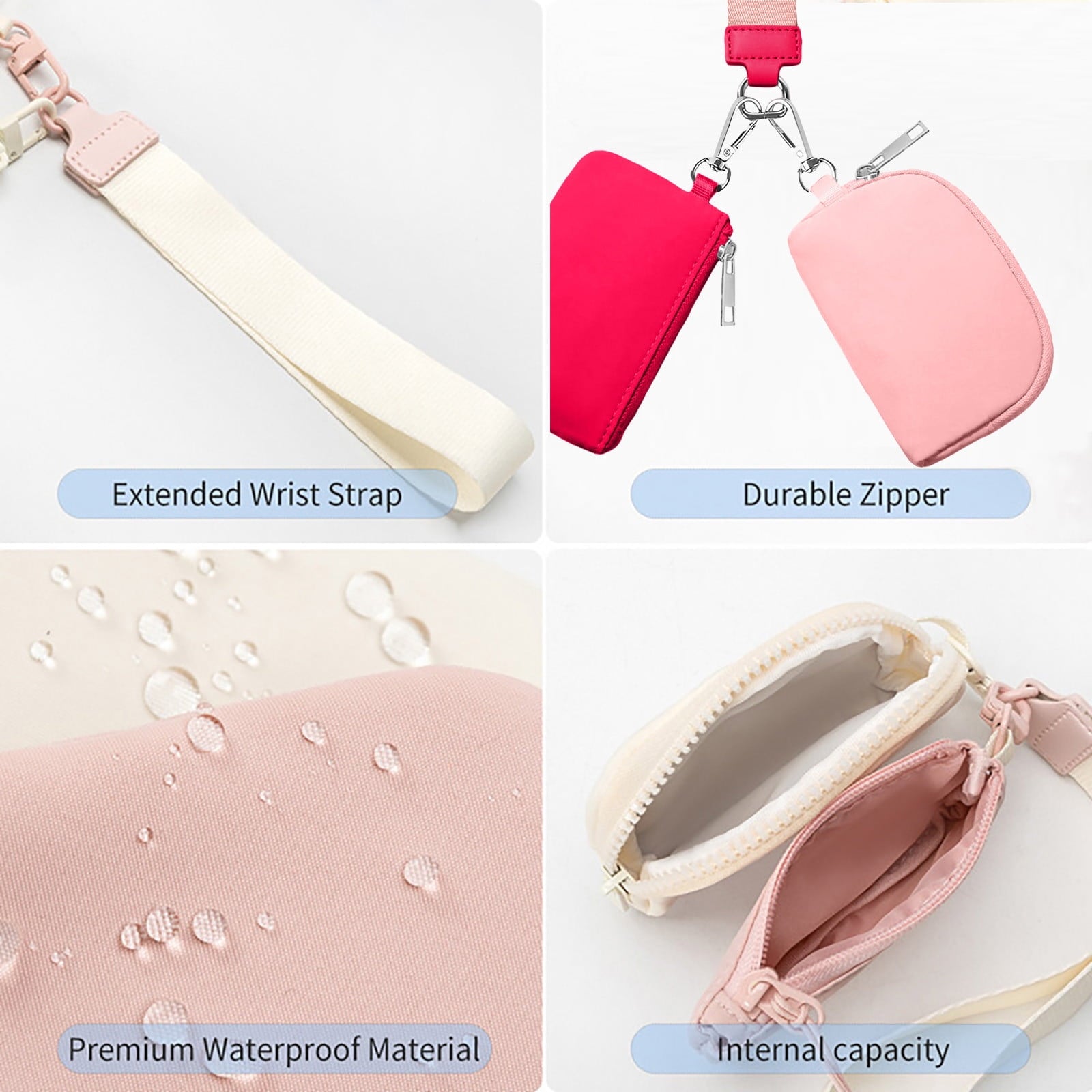 3/2/1PCS Keychain Wallet Mini Zip Around Wristlet Wallets For Women Detachable Dual Pouch Wristlet Portable Coin Purse Small Wallets For Travel Sports Outdoors Purple