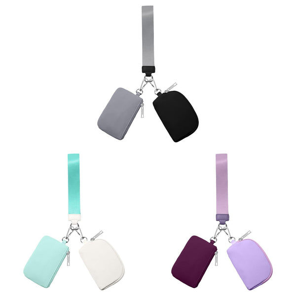 3/2/1PCS Keychain Wallet Mini Zip Around Wristlet Wallets For Women Detachable Dual Pouch Wristlet Portable Coin Purse Small Wallets For Travel Sports Outdoors Purple 1PCS & Grey 1PCS & Mint Green 1PCS