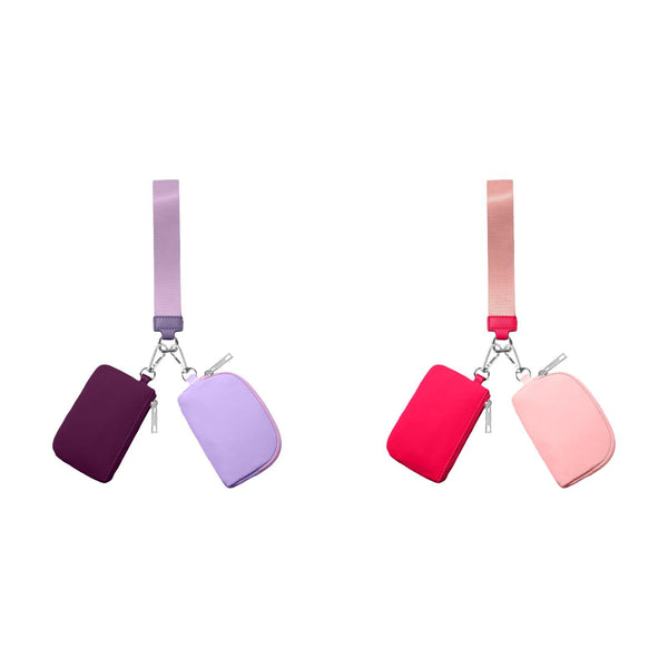 3/2/1PCS Keychain Wallet Mini Zip Around Wristlet Wallets For Women Detachable Dual Pouch Wristlet Portable Coin Purse Small Wallets For Travel Sports Outdoors Purple 1PCS & Watermelon Red 1PCS