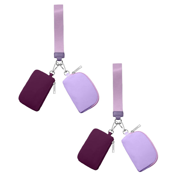 3/2/1PCS Keychain Wallet Mini Zip Around Wristlet Wallets For Women Detachable Dual Pouch Wristlet Portable Coin Purse Small Wallets For Travel Sports Outdoors Purple 2PCS