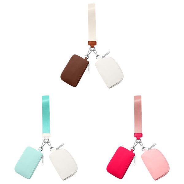 3/2/1PCS Keychain Wallet Mini Zip Around Wristlet Wallets For Women Detachable Dual Pouch Wristlet Portable Coin Purse Small Wallets For Travel Sports Outdoors W-Watermelon Red 1PCS & Mint Green 1PCS & Brown 1PCS