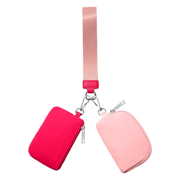 3/2/1PCS Keychain Wallet Mini Zip Around Wristlet Wallets For Women Detachable Dual Pouch Wristlet Portable Coin Purse Small Wallets For Travel Sports Outdoors Watermelon Red