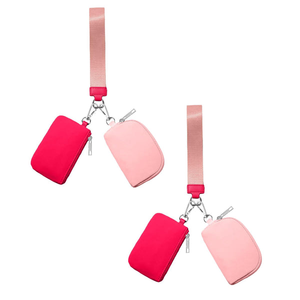3/2/1PCS Keychain Wallet Mini Zip Around Wristlet Wallets For Women Detachable Dual Pouch Wristlet Portable Coin Purse Small Wallets For Travel Sports Outdoors Watermelon Red 2PCS
