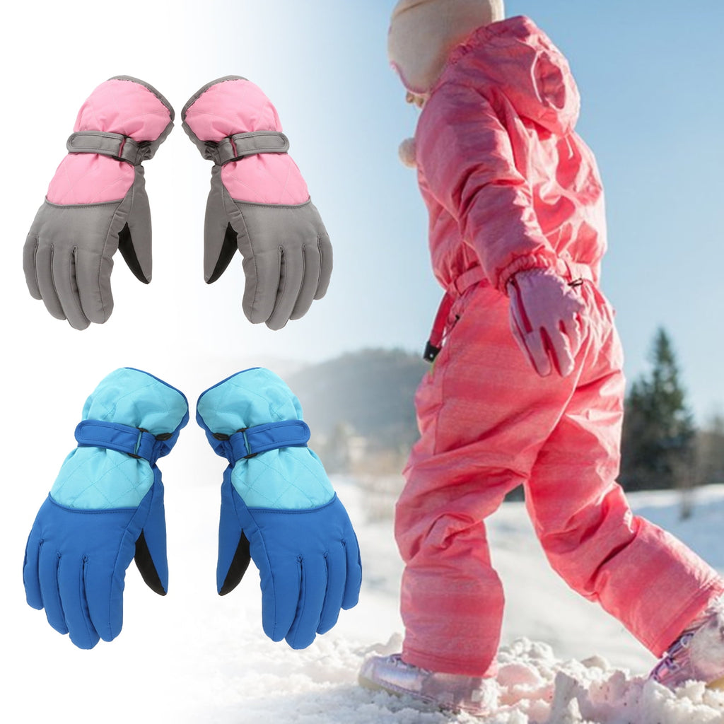 Dengjunhu Kids Winter Gloves - Snow & Ski Waterproof Youth Gloves for Boys & Girls - Insulated for Cold Weather Outdoor Play, Skiing & Snowboarding M Red
