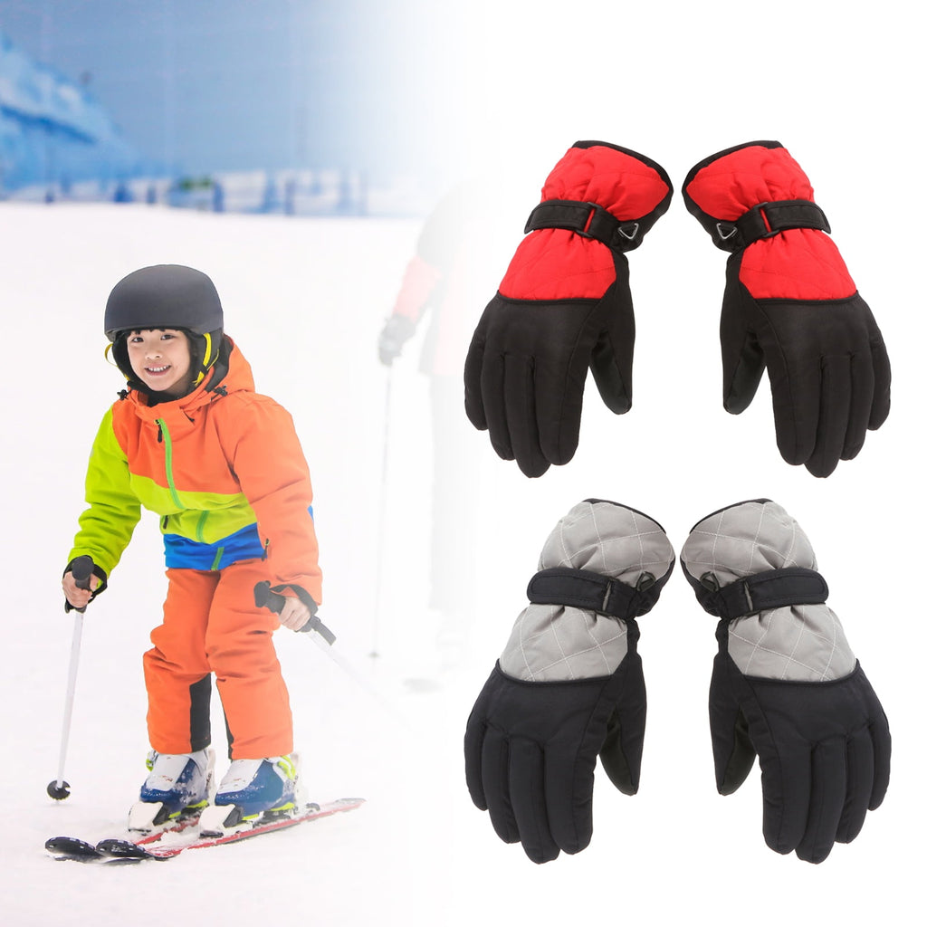 Dengjunhu Kids Winter Gloves - Snow & Ski Waterproof Youth Gloves for Boys & Girls - Insulated for Cold Weather Outdoor Play, Skiing & Snowboarding L Red
