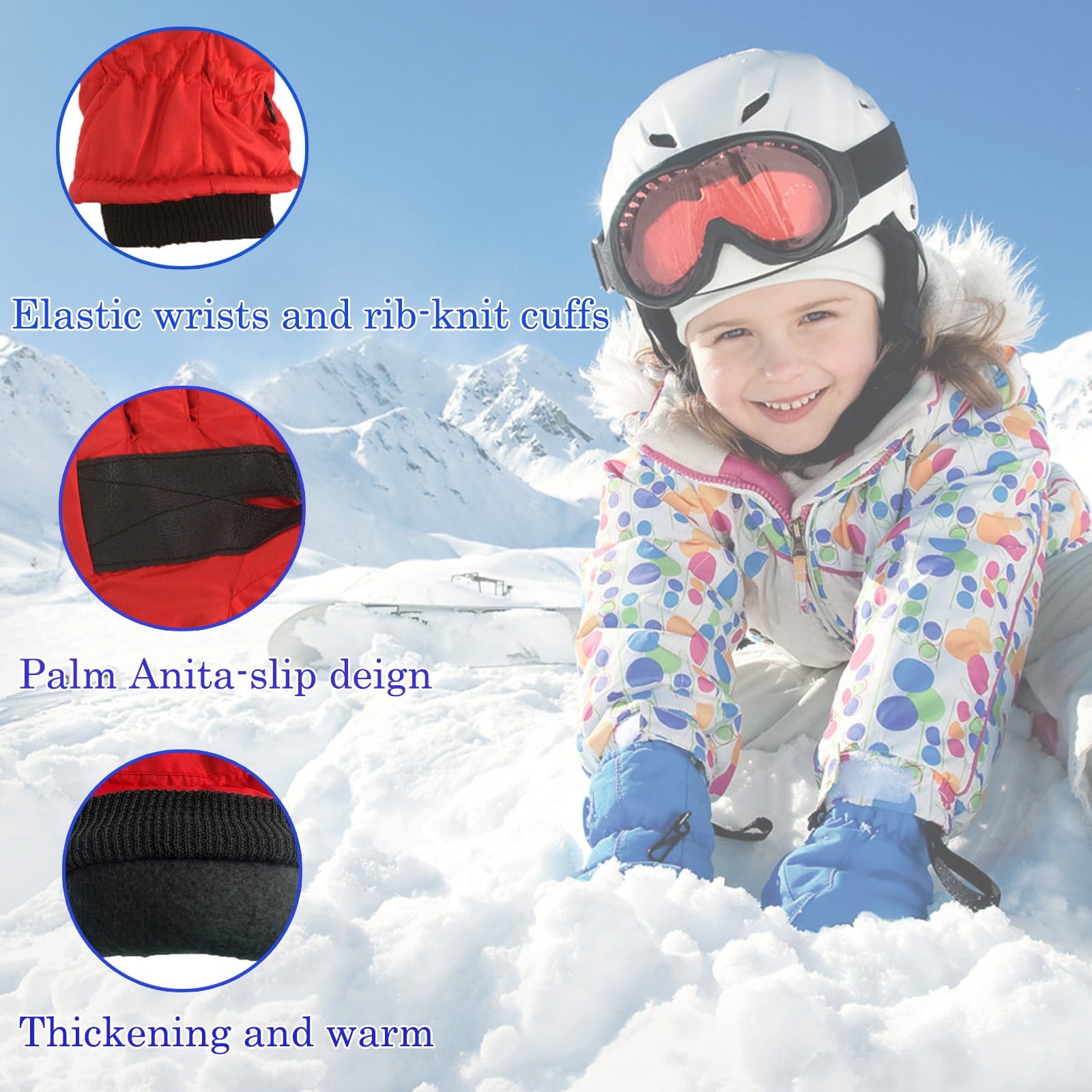 GXWEA Gloves For Kids Toddler Skis Kids Gloves Winter Gloves Thick Gloves Stretchy Warm Gloves Boys Girls 6-24 Months 4-8 Year AHA1 kids snow gloves Navy