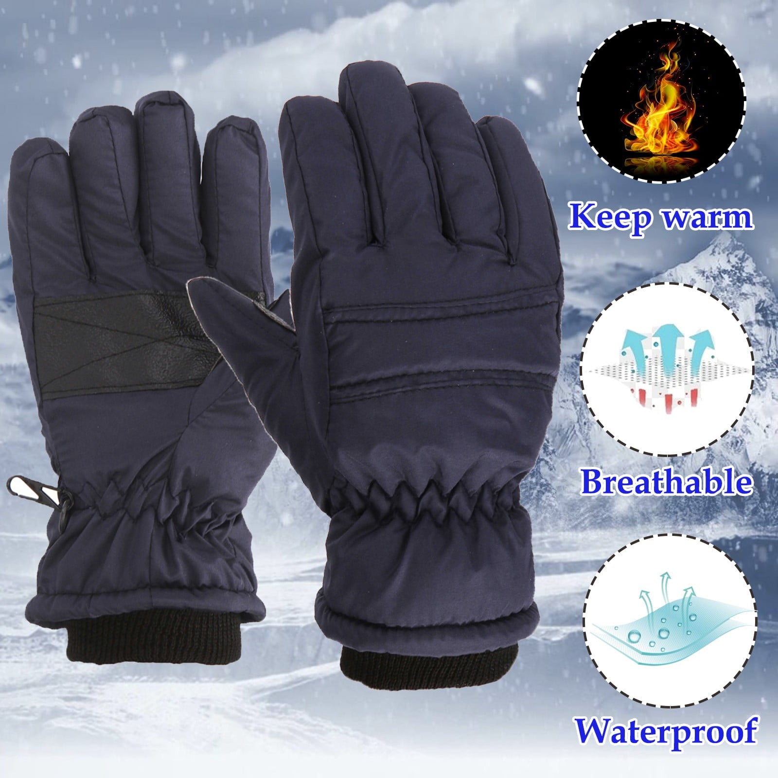 GXWEA Gloves For Kids Toddler Skis Kids Gloves Winter Gloves Thick Gloves Stretchy Warm Gloves Boys Girls 6-24 Months 7-12 Year AHA1 kids snow gloves Navy