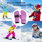 GXWEA Gloves For Kids Toddler Skis Kids Gloves Winter Gloves Thick Gloves Stretchy Warm Gloves Boys Girls 6-24 Months 4-8 Year AHA1 kids snow gloves Purple