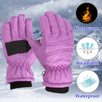 GXWEA Gloves For Kids Toddler Skis Kids Gloves Winter Gloves Thick Gloves Stretchy Warm Gloves Boys Girls 6-24 Months 7-12 Year AHA1 kids snow gloves Purple
