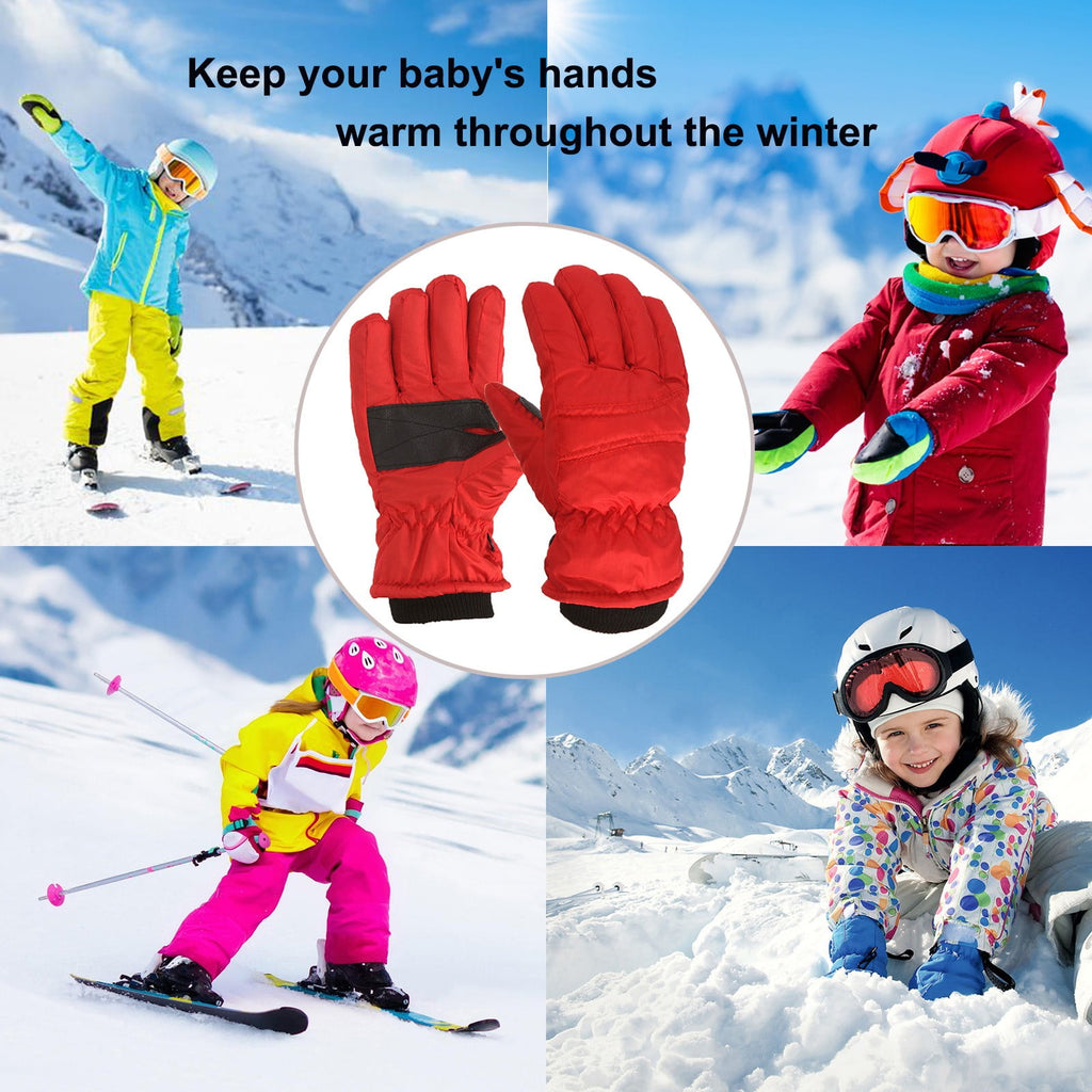 GXWEA Gloves For Kids Toddler Skis Kids Gloves Winter Gloves Thick Gloves Stretchy Warm Gloves Boys Girls 6-24 Months 4-8 Year AHA1 kids snow gloves Red