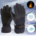 GXWEA Gloves For Kids Toddler Skis Kids Gloves Winter Gloves Thick Gloves Stretchy Warm Gloves Boys Girls 6-24 Months 10-16 Year AHA2 kids snow gloves Black