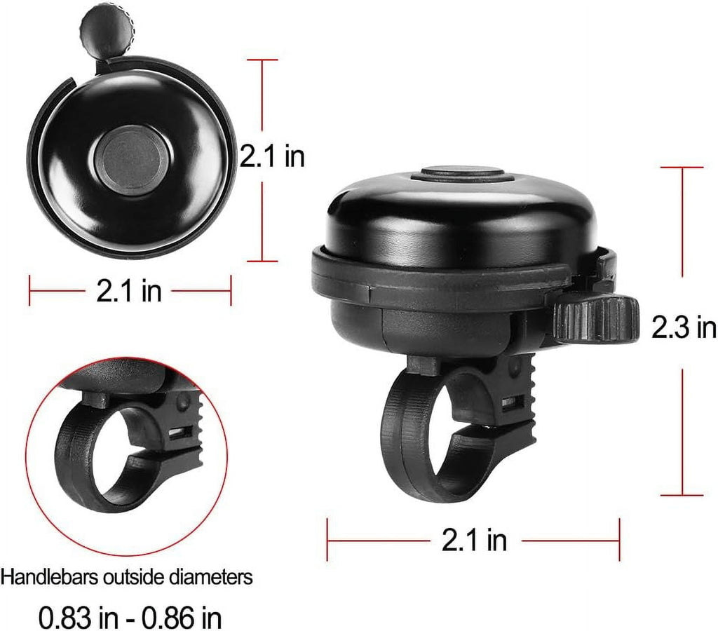 ZHUYING 2 pack Classic Bike Bell, Aluminum Bicycle Bell, Loud Crisp Clear Sound Bicycle Bike Bell for Adults Kids 2black