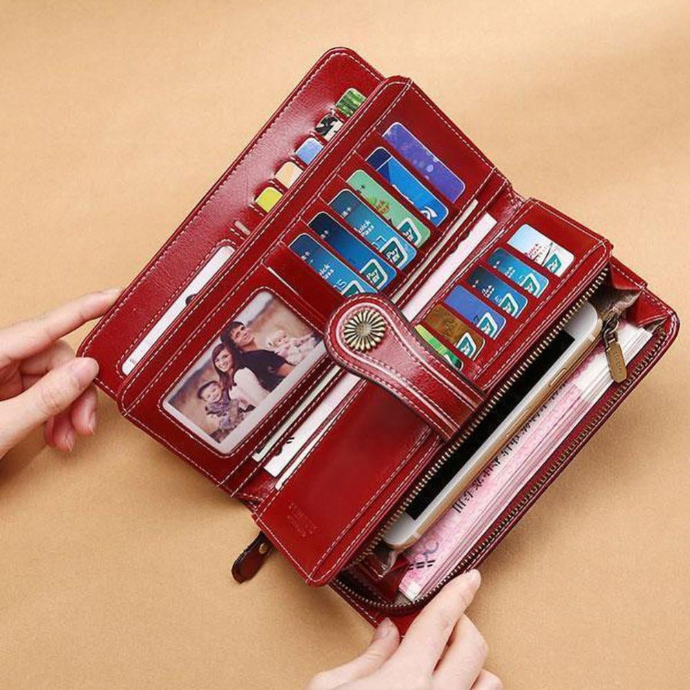 Wristlet Women's Elegant Clutch Wallet, Black Red