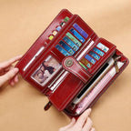 Wristlet Women's Elegant Clutch Wallet, Black Red