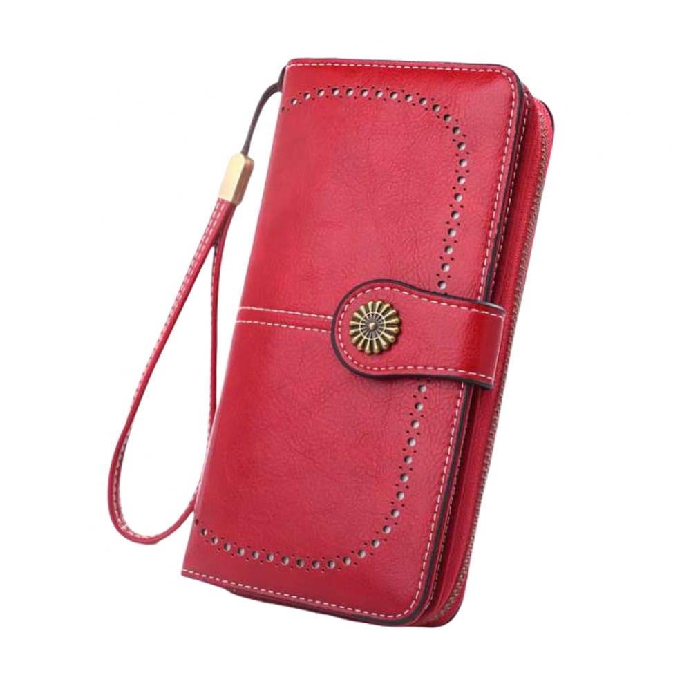Wristlet Women's Elegant Clutch Wallet, Black Red