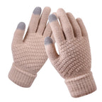 Dalrosia Women's Winter Touch Screen Gloves Warm Fleece Lined Knit Gloves Elastic Cuff Winter Texting Gloves Beige
