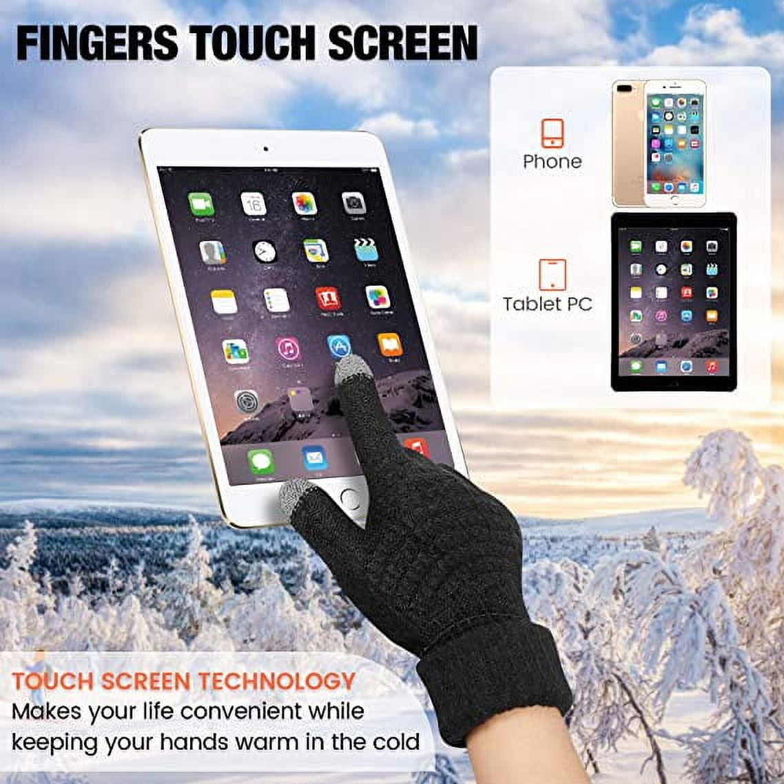 Dalrosia Women's Winter Touch Screen Gloves Warm Fleece Lined Knit Gloves Elastic Cuff Winter Texting Gloves Beige