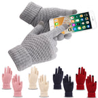 Dalrosia Women's Winter Touch Screen Gloves Warm Fleece Lined Knit Gloves Elastic Cuff Winter Texting Gloves White
