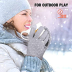 Dalrosia Women's Winter Touch Screen Gloves Warm Fleece Lined Knit Gloves Elastic Cuff Winter Texting Gloves White