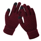 Dalrosia Women's Winter Touch Screen Gloves Warm Fleece Lined Knit Gloves Elastic Cuff Winter Texting Gloves Wine Red