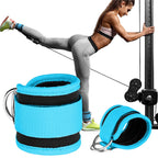 Billbianc Adjustable Polyester Ankle Straps for Cable Machine Kickbacks (2 Pack) Blue