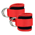Billbianc Adjustable Polyester Ankle Straps for Cable Machine Kickbacks (2 Pack) Red