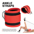Billbianc Adjustable Polyester Ankle Straps for Cable Machine Kickbacks (2 Pack) Red