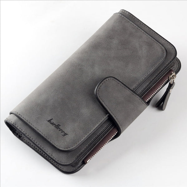 Women Lady Leather Trifold Card Wallet Clutch Checkbook Handbag Zip Purse Card Phone Holder Long Design Lady Fashion Wallets One Size Black