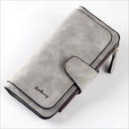 Women Lady Leather Trifold Card Wallet Clutch Checkbook Handbag Zip Purse Card Phone Holder Long Design Lady Fashion Wallets One Size Gray
