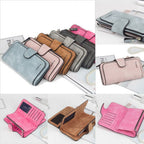 Women Lady Leather Trifold Card Wallet Clutch Checkbook Handbag Zip Purse Card Phone Holder Long Design Lady Fashion Wallets One Size Gray