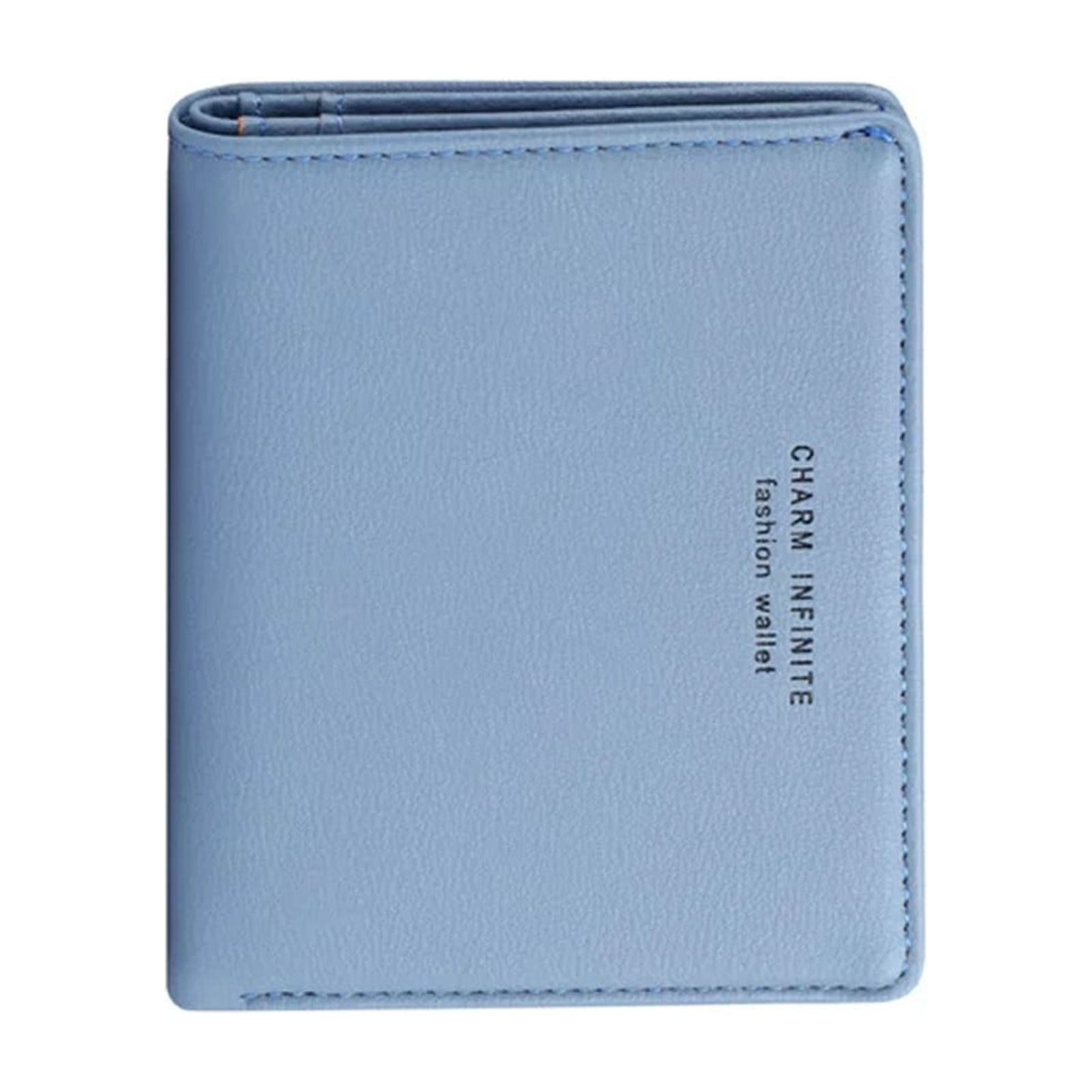 Leather Wallet for Women Small Leather Wallet Rfid Blocking Credit Card Holder Ladies Purse Zipper Pocket Wallet for Women Girls Blue/Grey, School Supplies: Business Card Holder Z-Blue