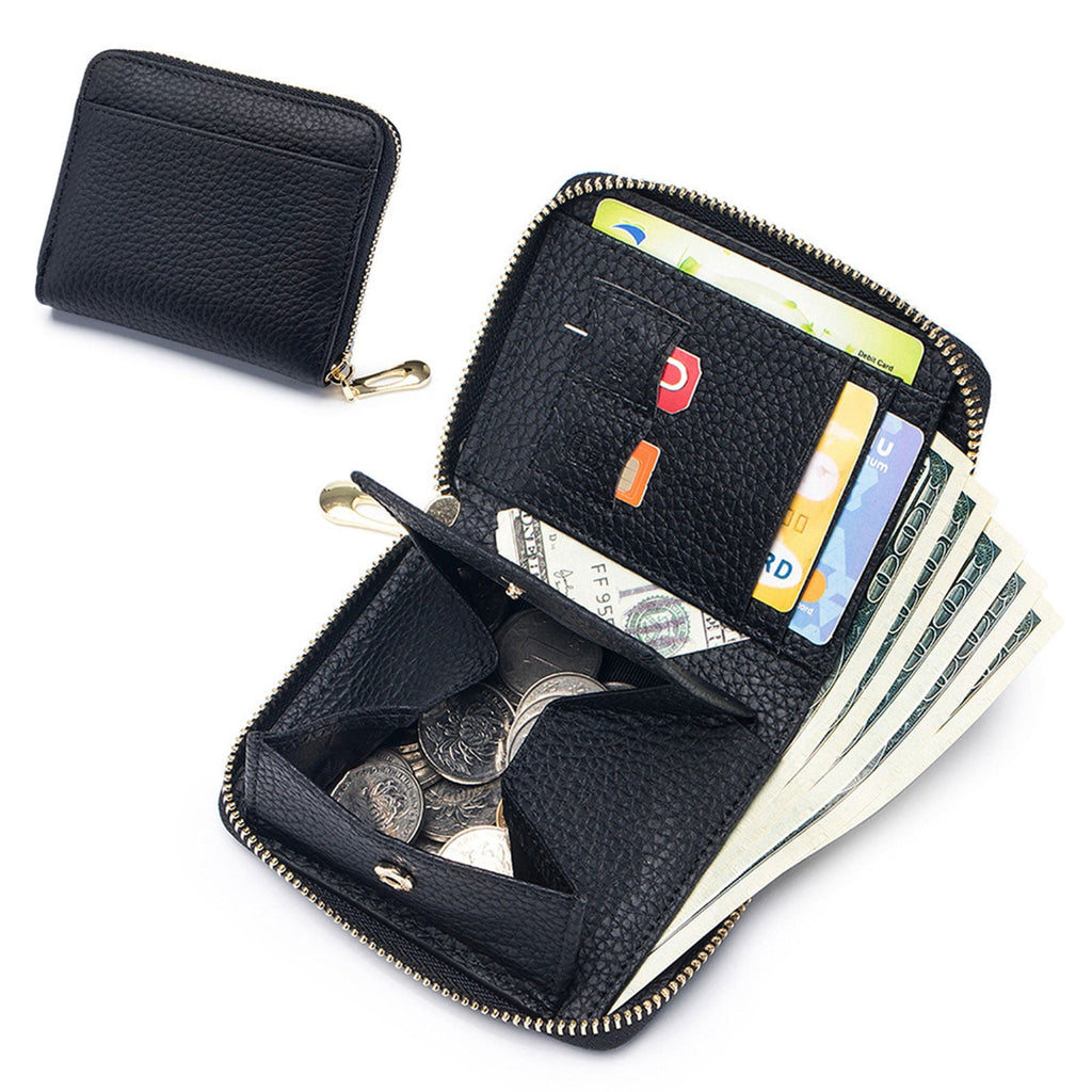 Multifunctional Wallet B JWDX, 1 Wallet Women's Wallet Rfid Blocking Mini Pocket Purse Card Holder Purse with Zipper Pocket Ladies Credit Card Holder One Size Black