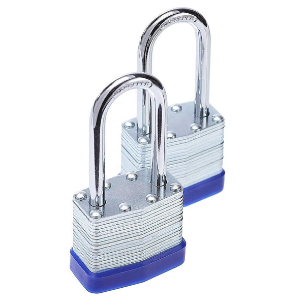 40Mm Thousand Layer Lock 2Pc 2X Dust Lock Laminated Key Lock 2 Same Key Padlocks Long 2 Pack JWDX One Size Silver