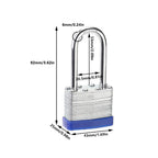 40Mm Thousand Layer Lock 2Pc 2X Dust Lock Laminated Key Lock 2 Same Key Padlocks Long 2 Pack JWDX One Size Silver
