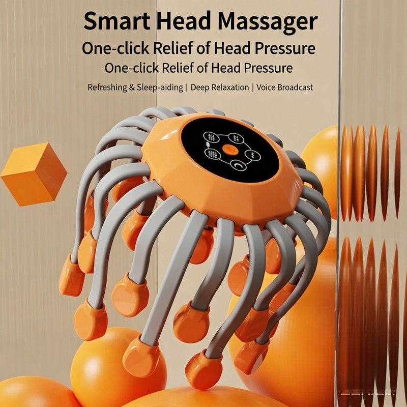 Grrvtrz Head Massagers Scalp Massagers Motorized Scalp Massagers with 20 Individual Massage Nodes 5 Modes and 360 Degrees Of Adjustable Massage.,Home Essentials,Home Appliances Orange