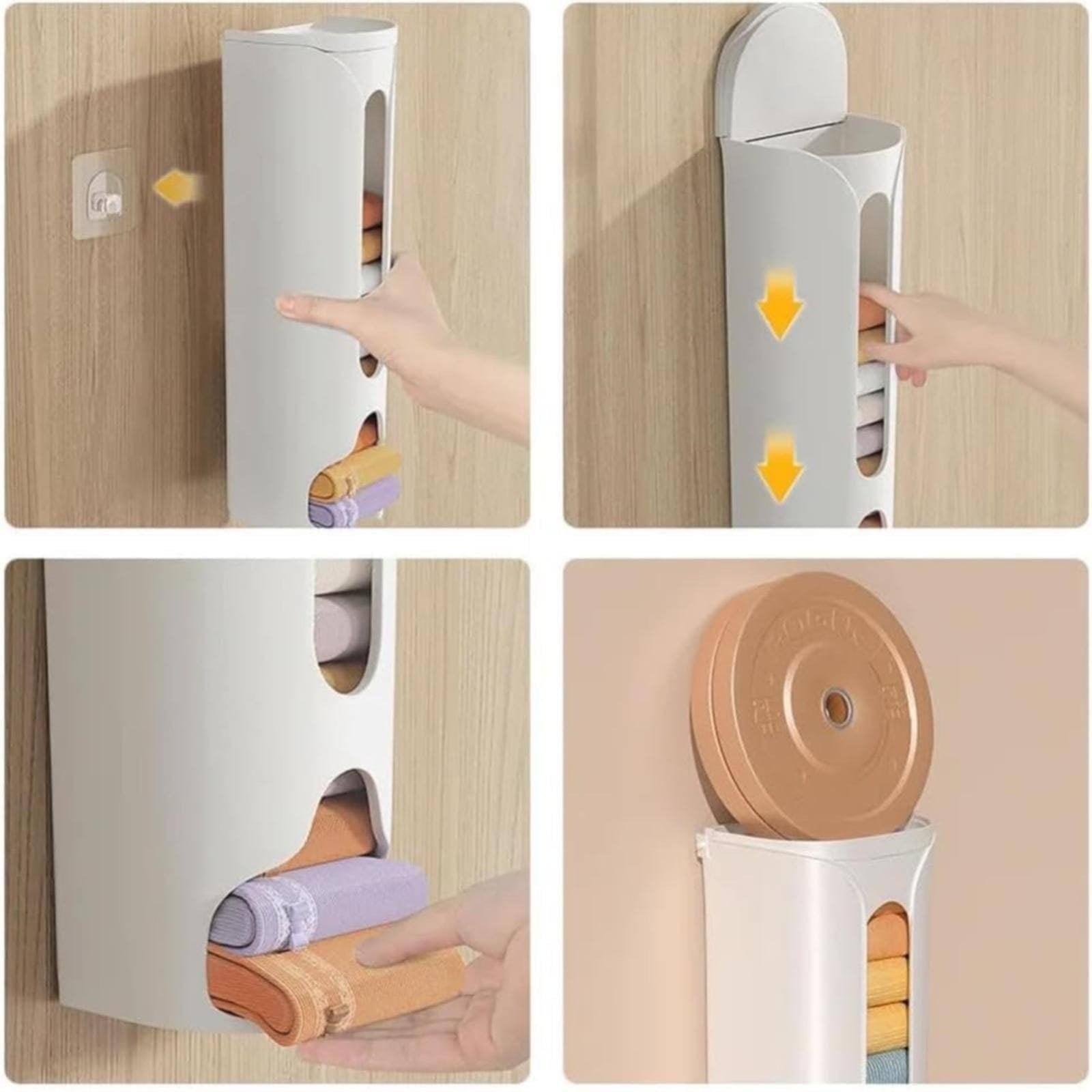 1 Storage Box Grocery Bag Holder Wall Mount Garbage Storage Bag Dispenser Hanging Can with Cover Kitchen Bag Holder Dispenser for Bags One Size A