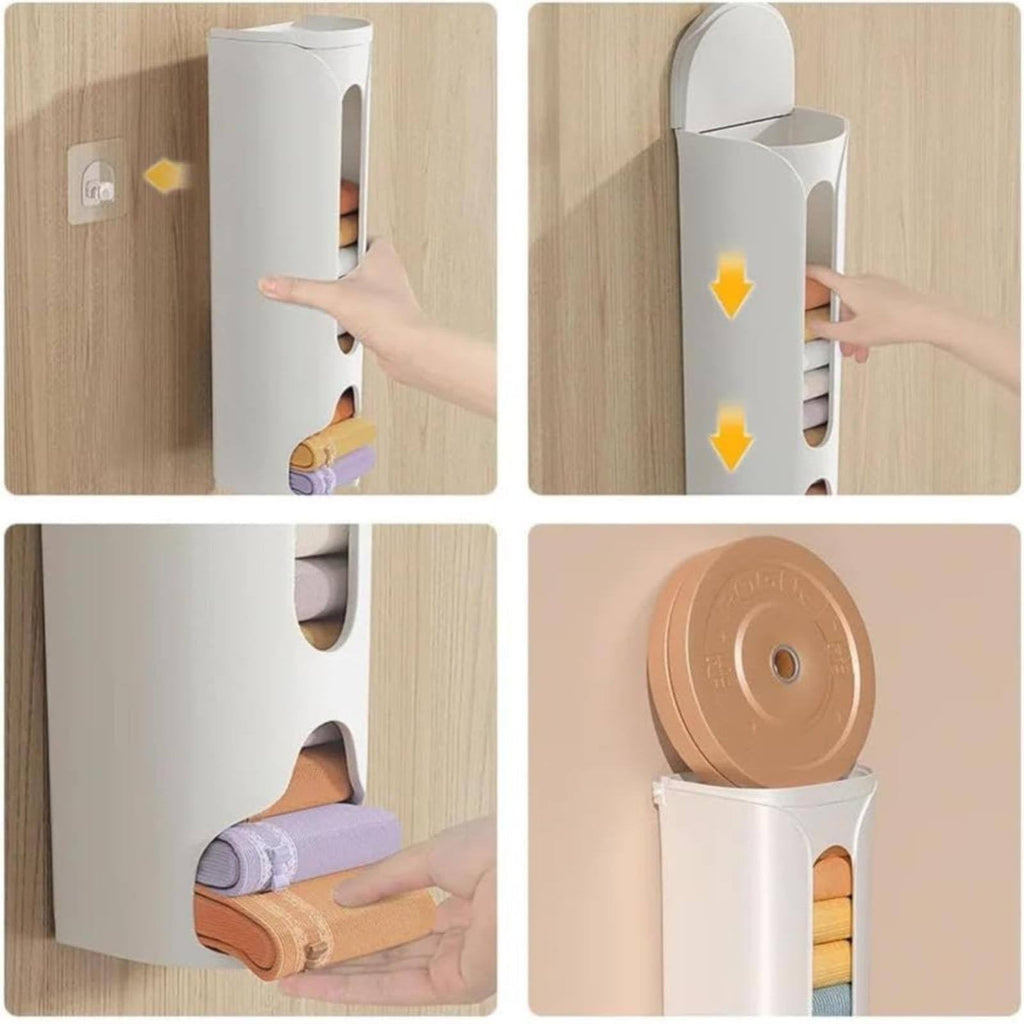 1 Storage Box Grocery Bag Holder Wall Mount Garbage Storage Bag Dispenser Hanging Can with Cover Kitchen Bag Holder Dispenser for Bags One Size B