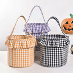 Small Wall-Mounted Kitchen Storage Basket, Hanging Storage Wicker Baskets Wall Mounted Woven Hanging Basket Wicker Small Basket with Handle Wicker Basket with Handle Small Basket Organizer Green and white checkered Easter Canvas Egg Basket