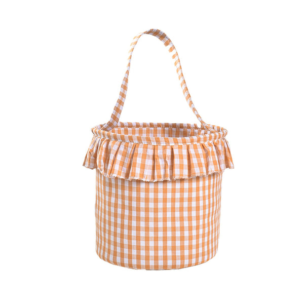 Small Woven Hanging or Wall-Mounted Kitchen Storage Basket with Handle - Orange, White