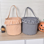 Small Wall-Mounted Kitchen Storage Basket, Hanging Storage Wicker Baskets Wall Mounted Woven Hanging Basket Wicker Small Basket with Handle Wicker Basket with Handle Small Basket Organizer Light Orange and White Checkered Easter Canvas Egg Basket