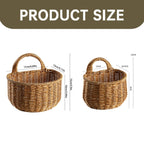Small Wall-Mounted Kitchen Storage Basket, Hanging Storage Wicker Baskets Wall Mounted Woven Hanging Basket Wicker Small Basket with Handle Wicker Basket with Handle Small Basket Organizer Large wall-mounted kitchen storage basket Khaki