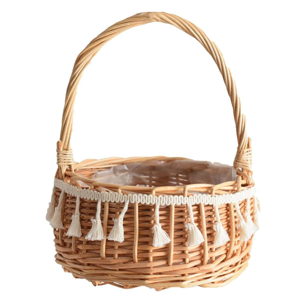 Small Wall-Mounted Kitchen Storage Basket, Hanging Storage Wicker Baskets Wall Mounted Woven Hanging Basket Wicker Small Basket with Handle Wicker Basket with Handle Small Basket Organizer S Wedding basket with tassels