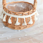 Small Wall-Mounted Kitchen Storage Basket, Hanging Storage Wicker Baskets Wall Mounted Woven Hanging Basket Wicker Small Basket with Handle Wicker Basket with Handle Small Basket Organizer S Wedding basket with tassels