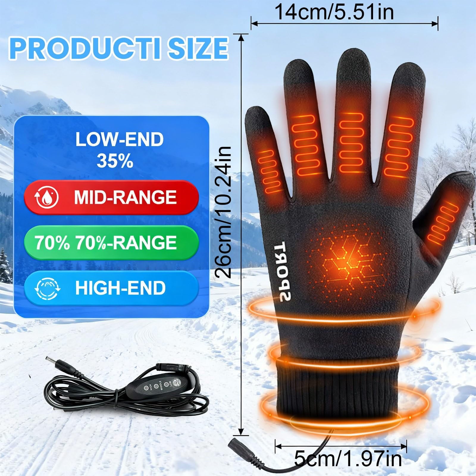 LGCASL Clearance! Heated Gloves Heated Gloves for Men Women with 3 Heat Settings Touchscreen Warming Gloves for Climbing Hiking Cycling Camping- Grey 26 Black
