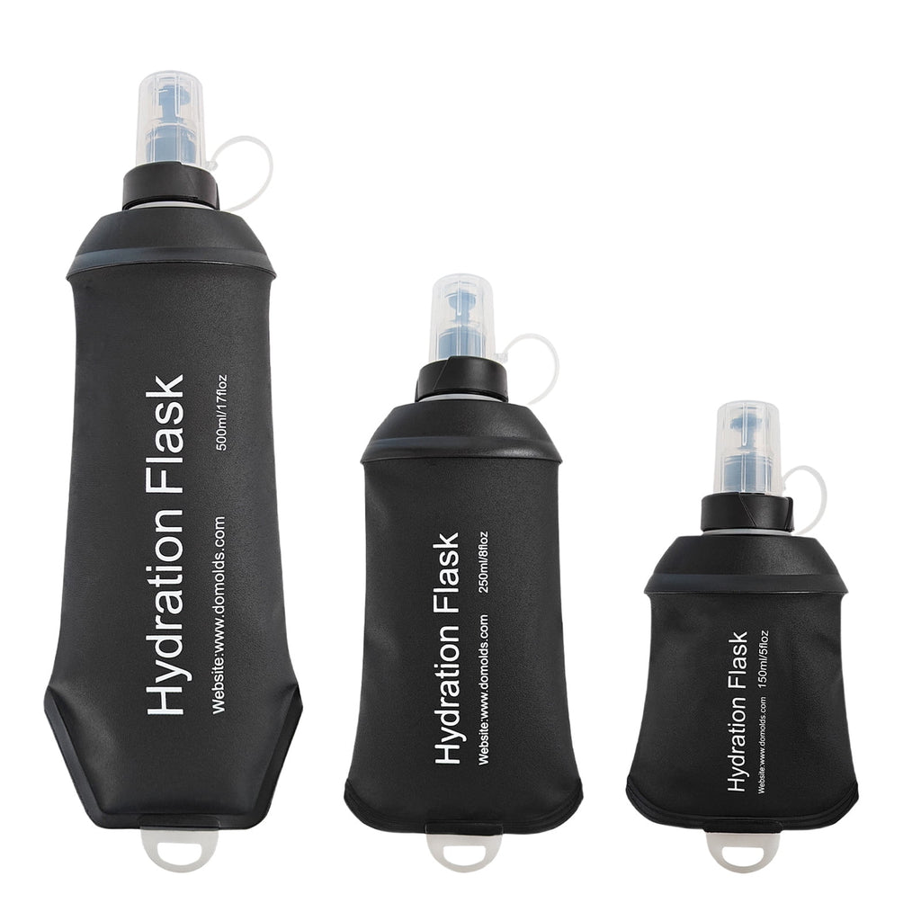 150ml Soft Flask,Light Tpu Foldable Soft Water Bottle Leak Proof Hydration Flask,Soft Water Bottle Running for Running Hiking Cycling Camping Portable Travel Sports Water Bag Easy to Carry L(500ml) Black